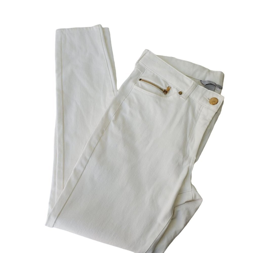 H&M Midrise White White Skinny Ankle Jeans Stretch Denim 5 Pocket Women Size 6